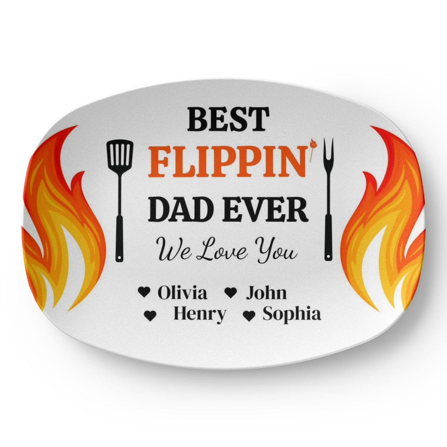 Best Flippin' Dad |We Love You |Personalized Custom Grill 10”x 14” Platter | Gifts For Dad
