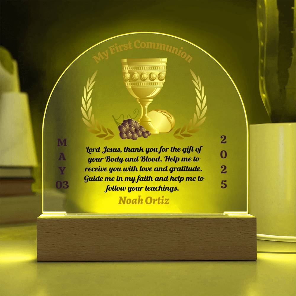 My First Communion | Prayer Lord Jesus | Personalized Acrylic Dome Plaque