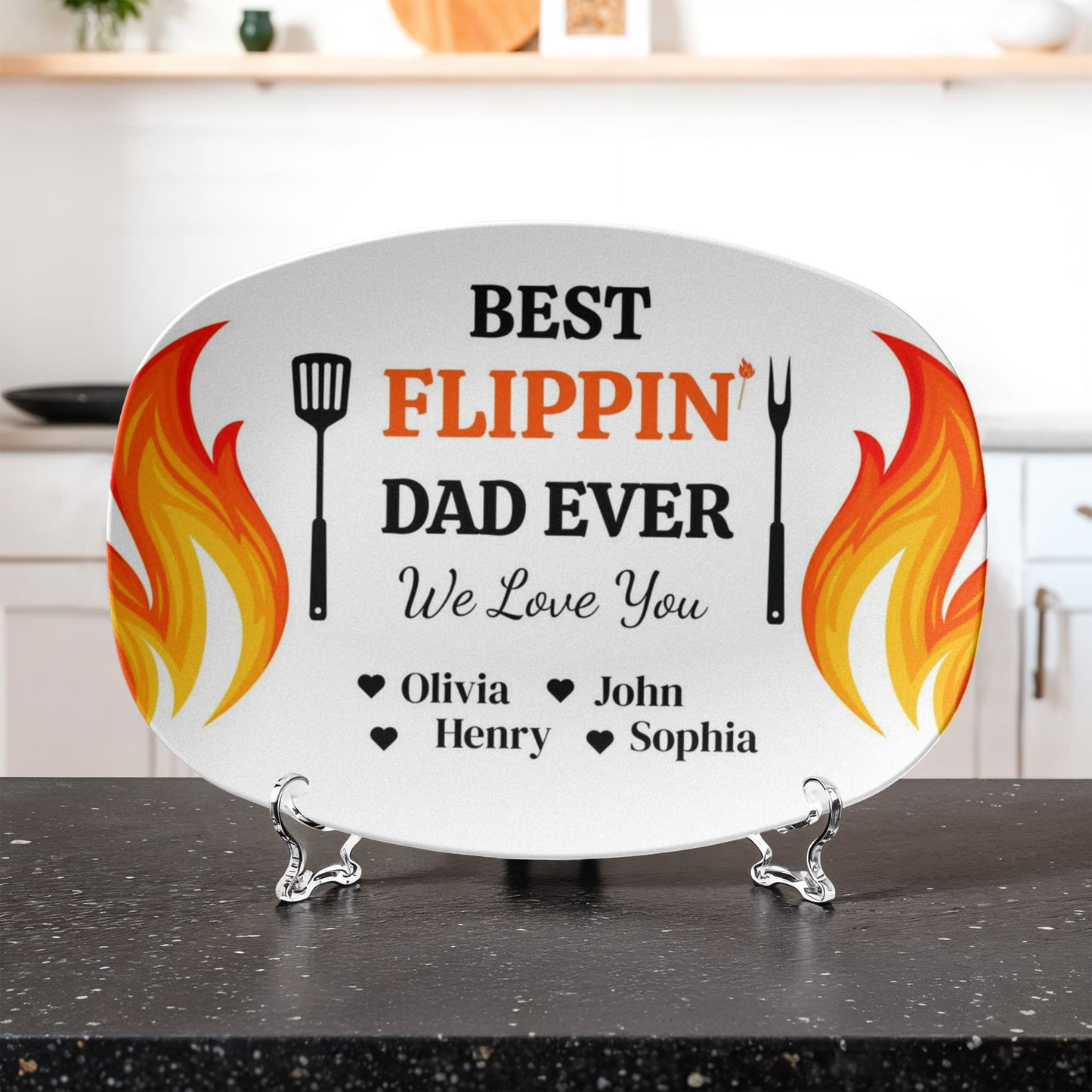 Best Flippin' Dad |We Love You |Personalized Custom Grill 10”x 14” Platter | Gifts For Dad