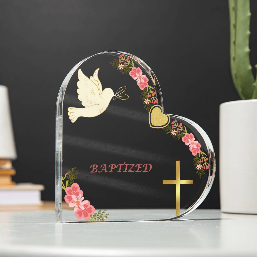 Baptism Memory |Child's Name & Date |Personalized Acrylic Heart Plaque