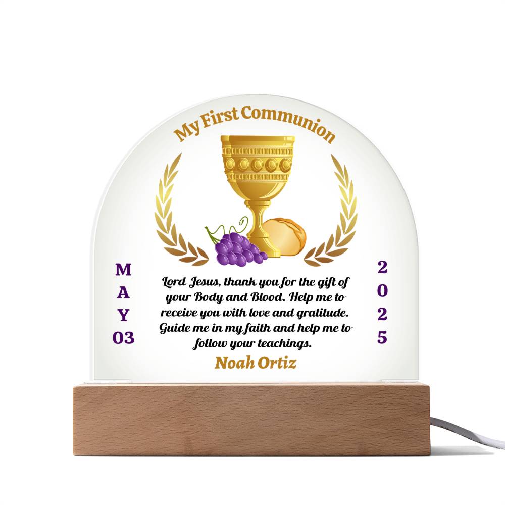 My First Communion | Prayer Lord Jesus | Personalized Acrylic Dome Plaque