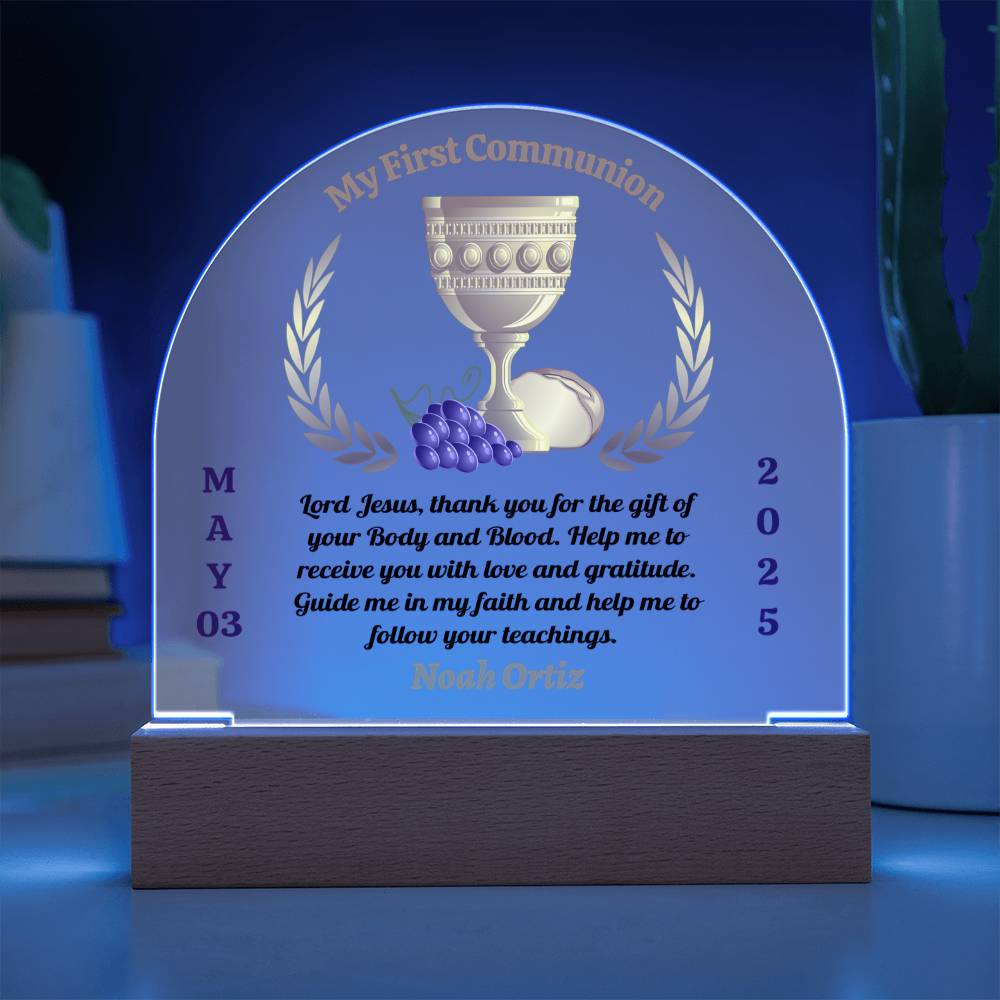 My First Communion | Prayer Lord Jesus | Personalized Acrylic Dome Plaque