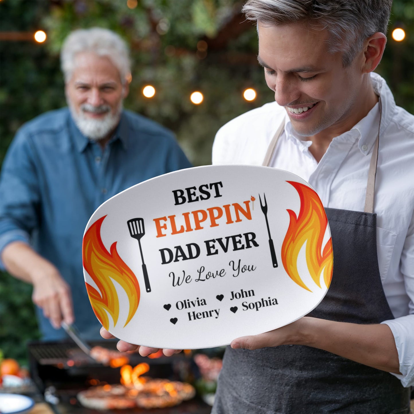 Best Flippin' Dad |We Love You |Personalized Custom Grill 10”x 14” Platter | Gifts For Dad