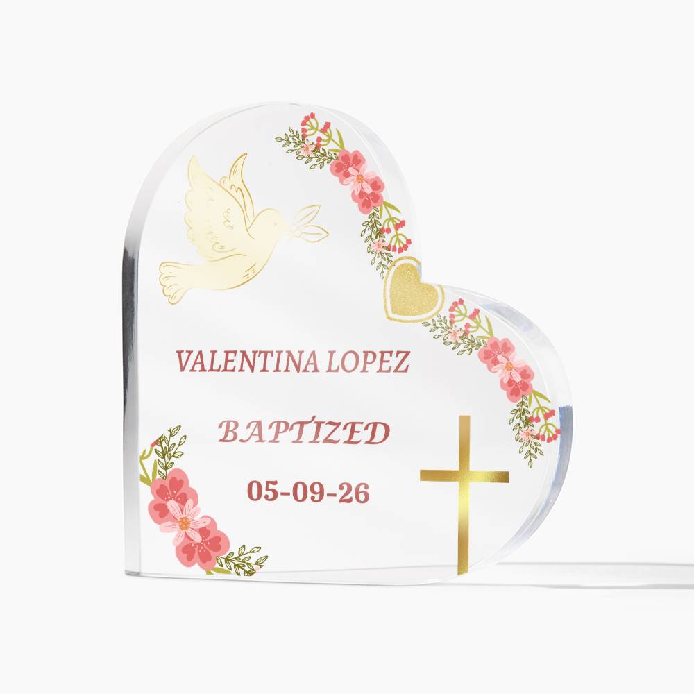 Personalized Baptism Acrylic Plaque, Baby Baptism Gift, Christening Keepsake, Custom Name Date Plaque, Religious Gift for Girl, Godchild Gift