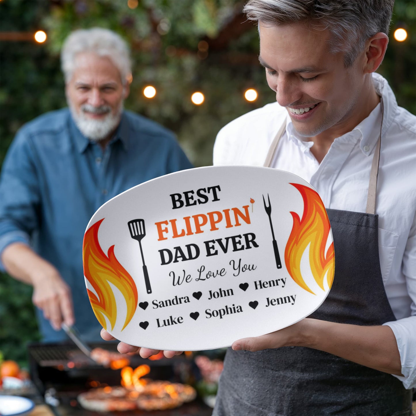 Best Flippin' Dad |We Love You |Personalized Custom Grill 10”x 14” Platter | Gifts For Dad