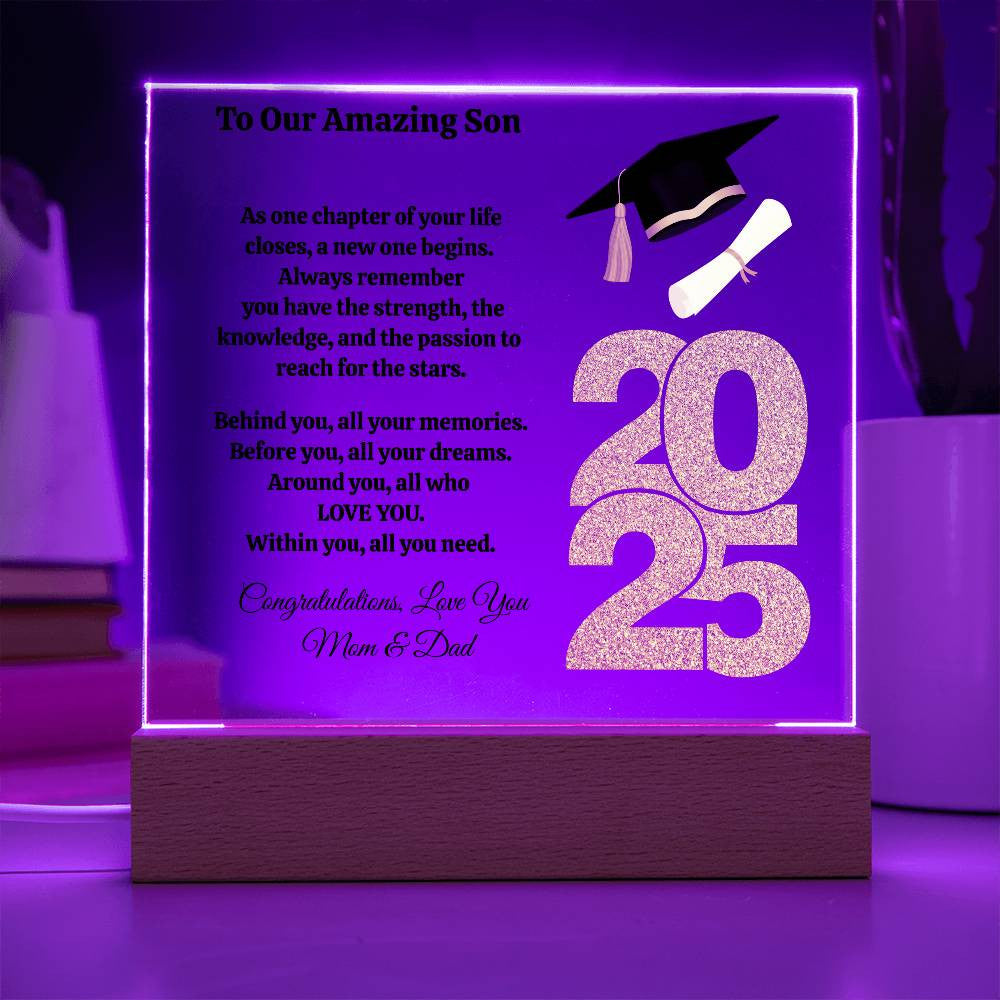 To Our Amazing Son | Always Remember | Graduation| Personalized Acrylic Plaque LED