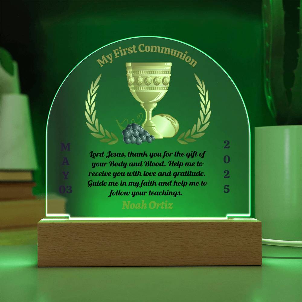 My First Communion | Prayer Lord Jesus | Personalized Acrylic Dome Plaque