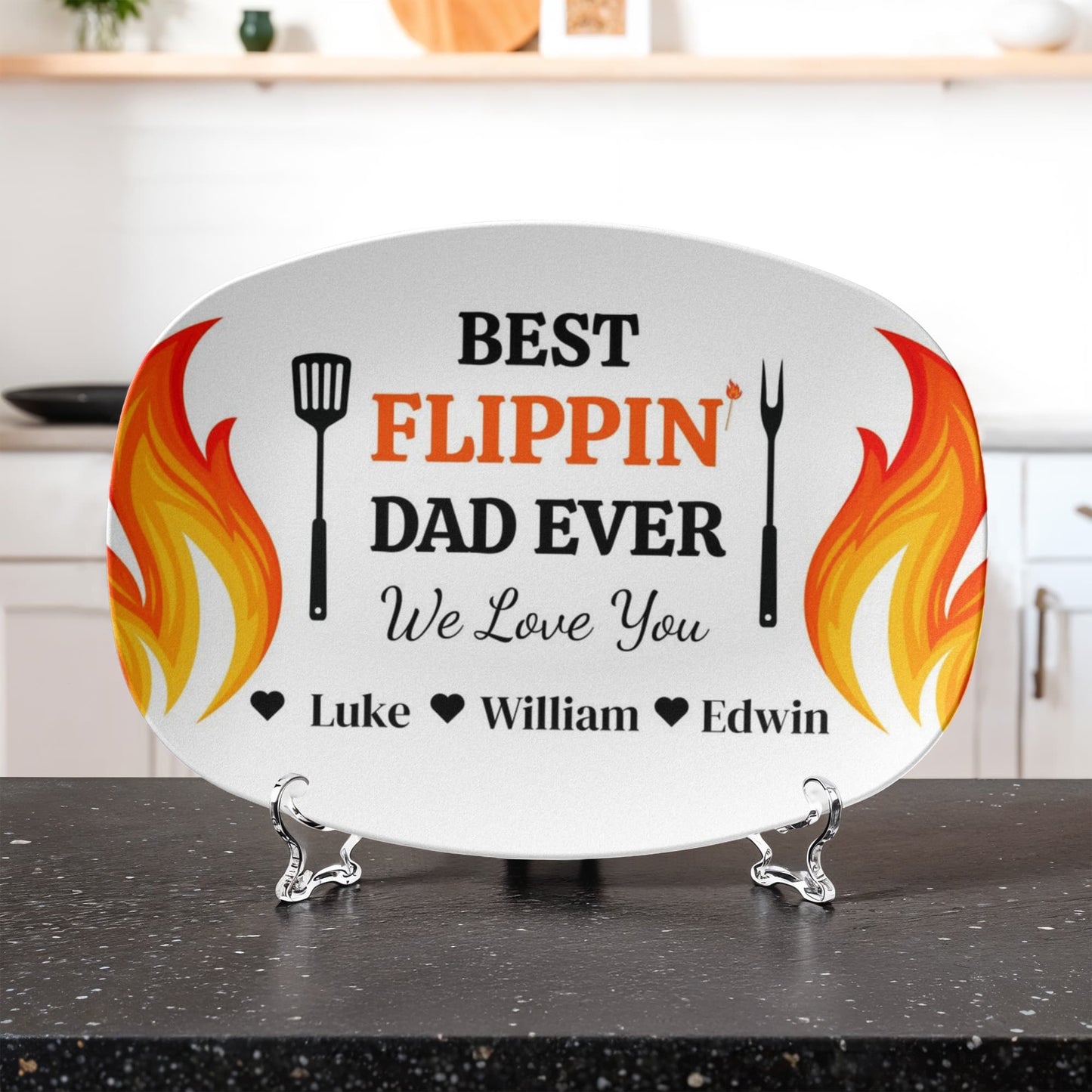 Best Flippin' Dad |We Love You |Personalized Custom Grill 10”x 14” Platter | Gifts For Dad