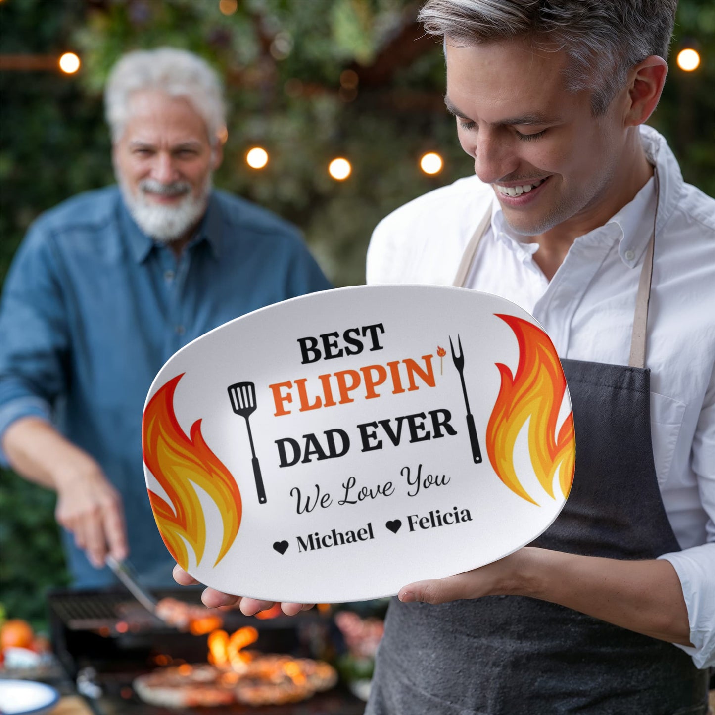 Best Flippin' Dad |We Love You |Personalized Custom Grill 10”x 14” Platter | Gifts For Dad