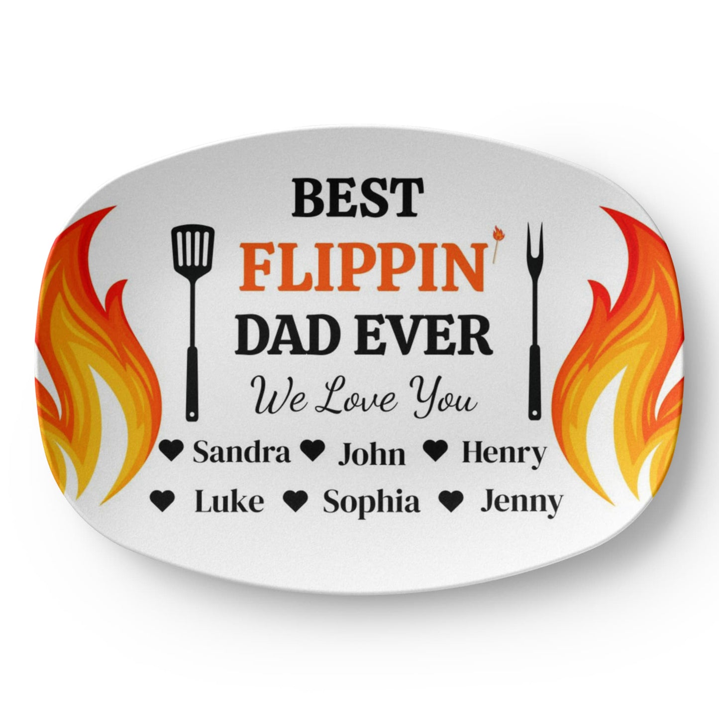 Best Flippin' Dad |We Love You |Personalized Custom Grill 10”x 14” Platter | Gifts For Dad