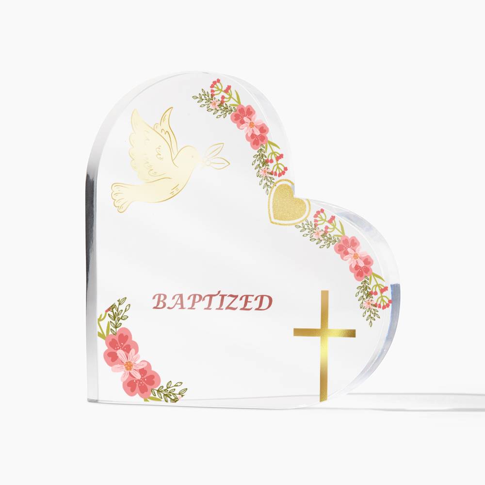 Baptism Memory |Child's Name & Date |Personalized Acrylic Heart Plaque