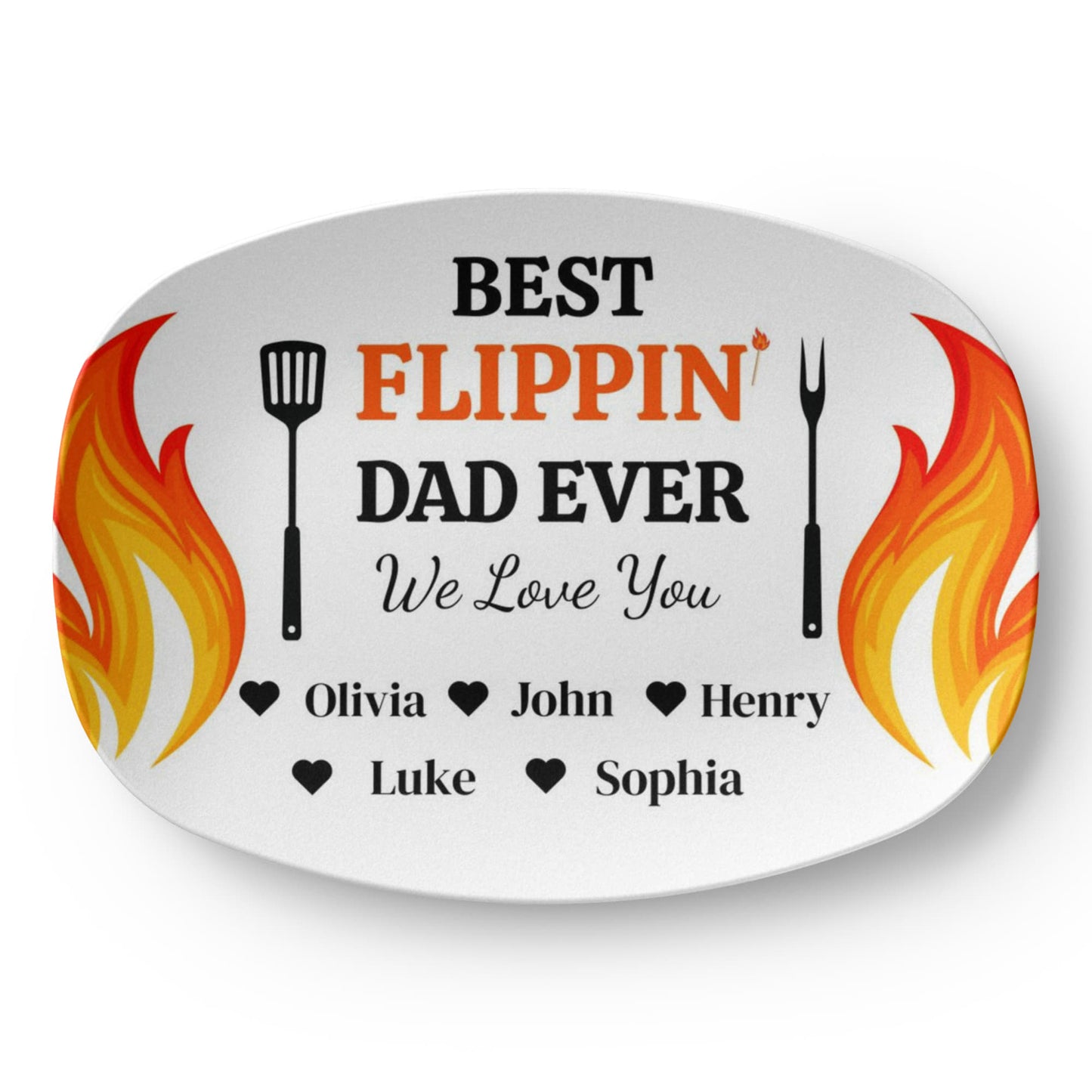 Best Flippin' Dad |We Love You |Personalized Custom Grill 10”x 14” Platter | Gifts For Dad