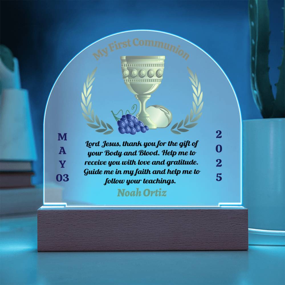 My First Communion | Prayer Lord Jesus | Personalized Acrylic Dome Plaque