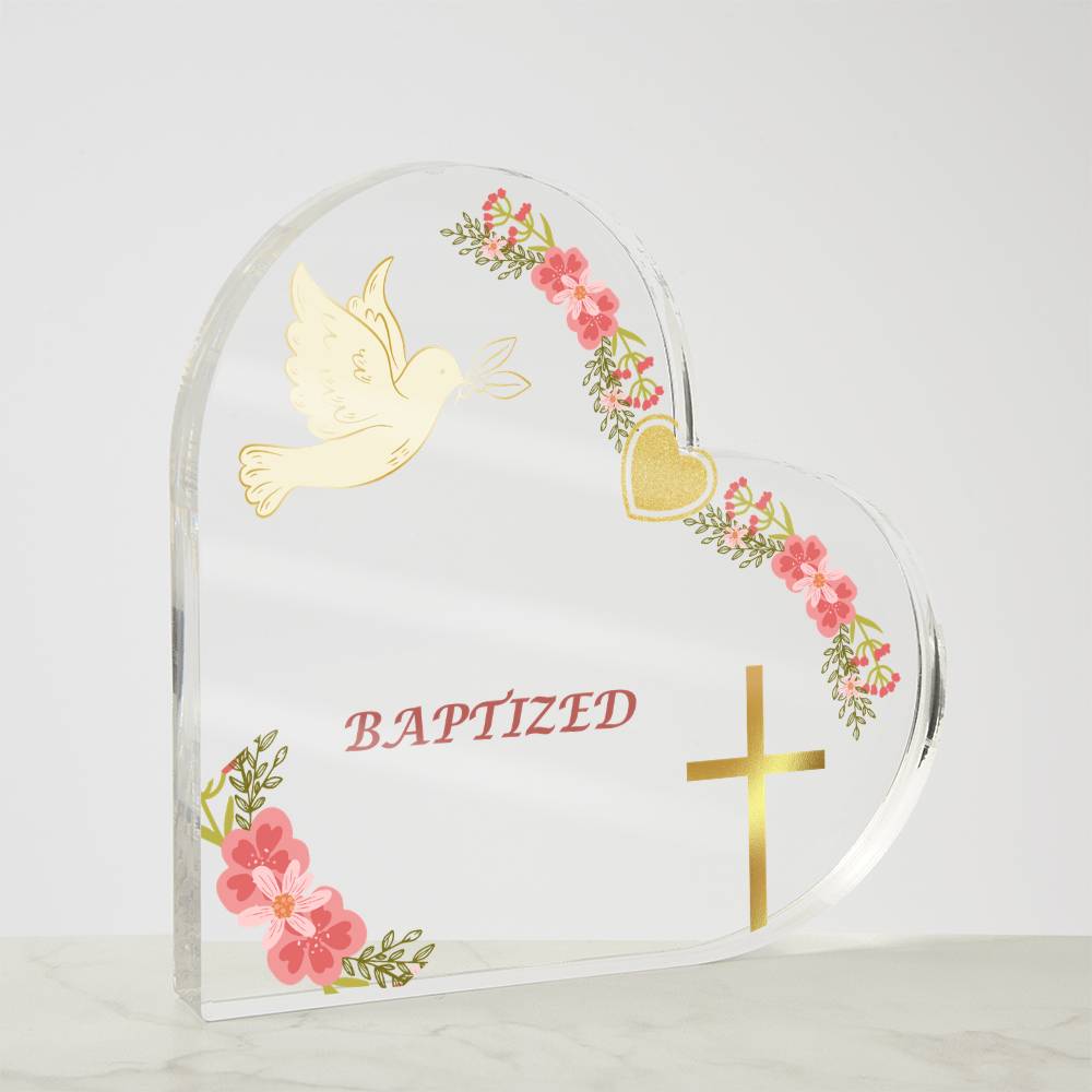 Baptism Memory |Child's Name & Date |Personalized Acrylic Heart Plaque