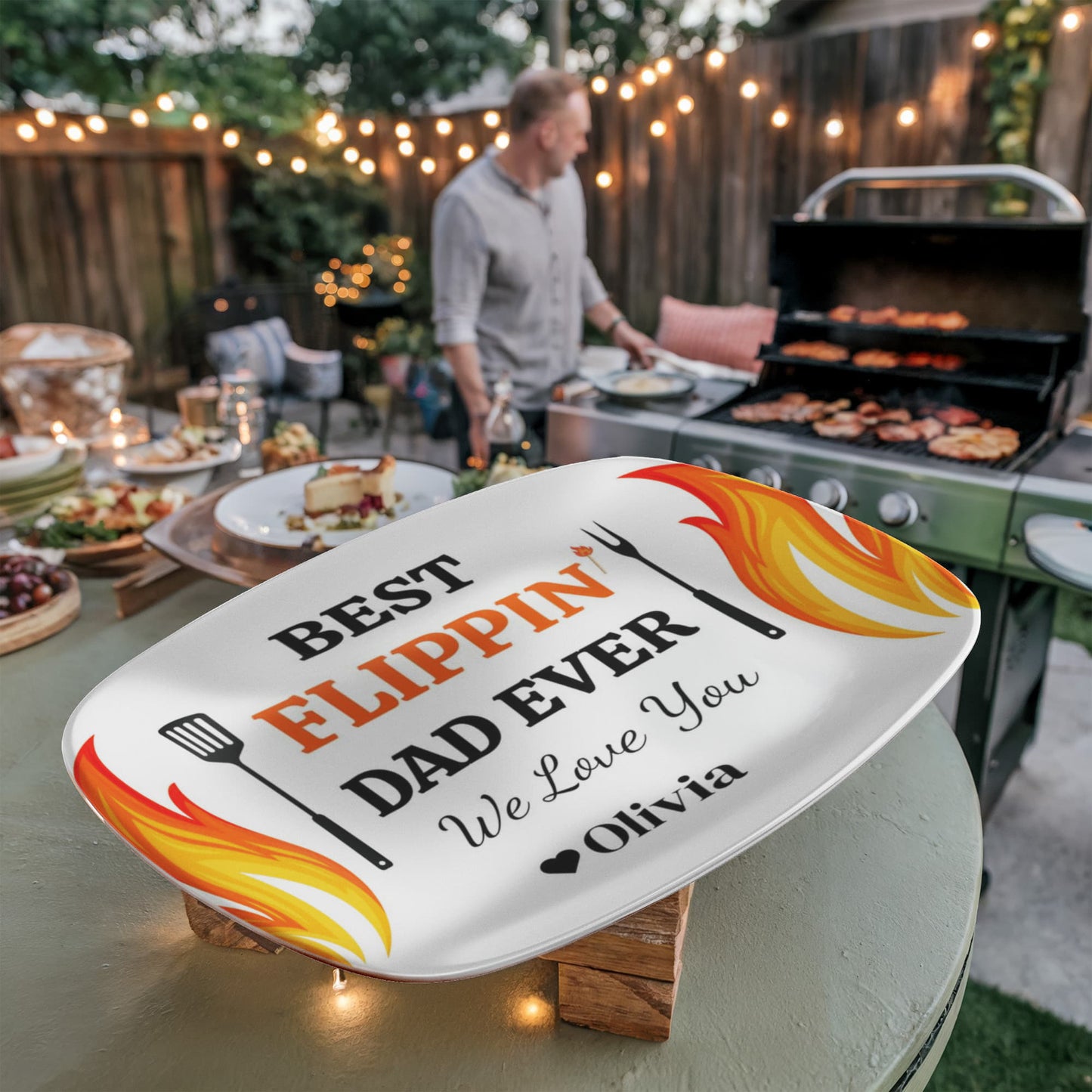 Best Flippin' Dad |We Love You |Personalized Custom Grill 10”x 14” Platter | Gifts For Dad