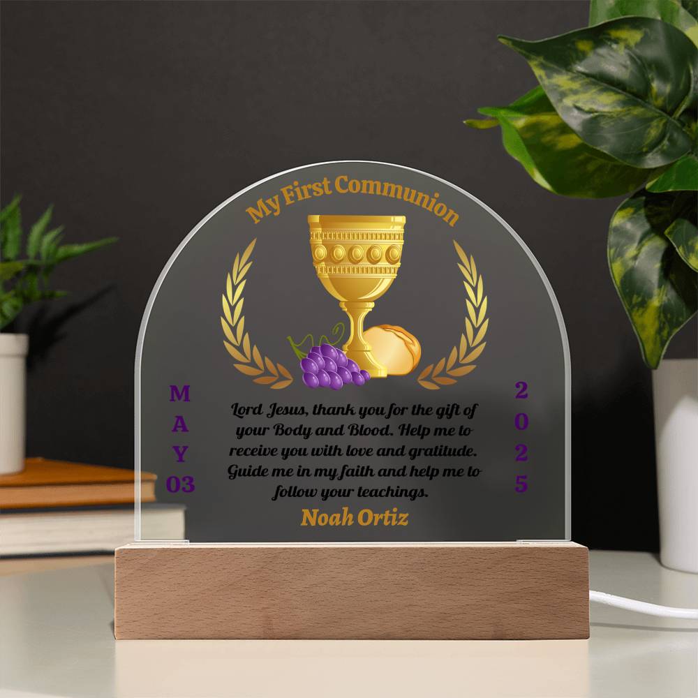 My First Communion | Prayer Lord Jesus | Personalized Acrylic Dome Plaque