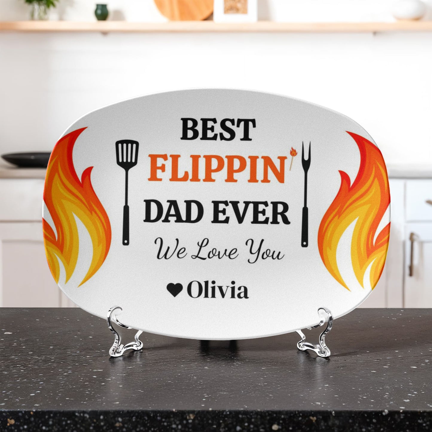 Best Flippin' Dad |We Love You |Personalized Custom Grill 10”x 14” Platter | Gifts For Dad