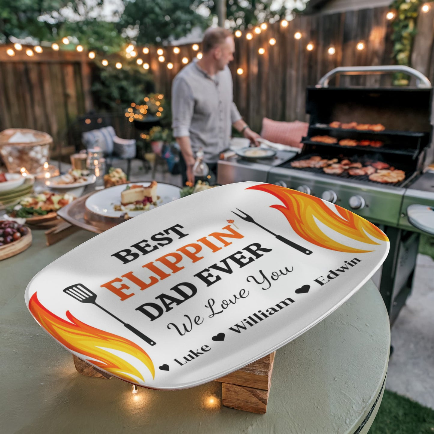 Best Flippin' Dad |We Love You |Personalized Custom Grill 10”x 14” Platter | Gifts For Dad