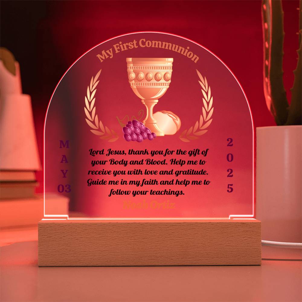 My First Communion | Prayer Lord Jesus | Personalized Acrylic Dome Plaque