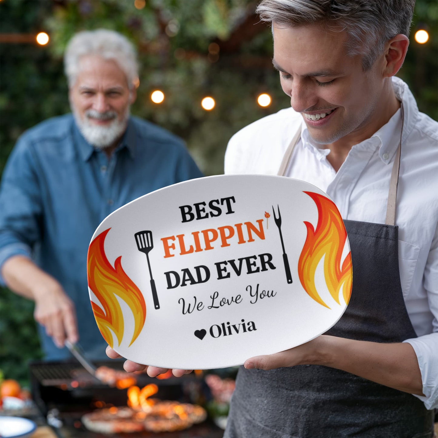 Best Flippin' Dad |We Love You |Personalized Custom Grill 10”x 14” Platter | Gifts For Dad