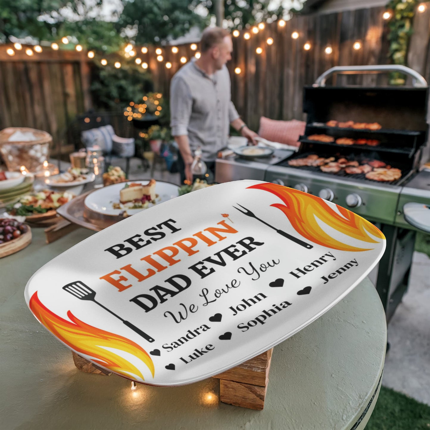 Best Flippin' Dad |We Love You |Personalized Custom Grill 10”x 14” Platter | Gifts For Dad