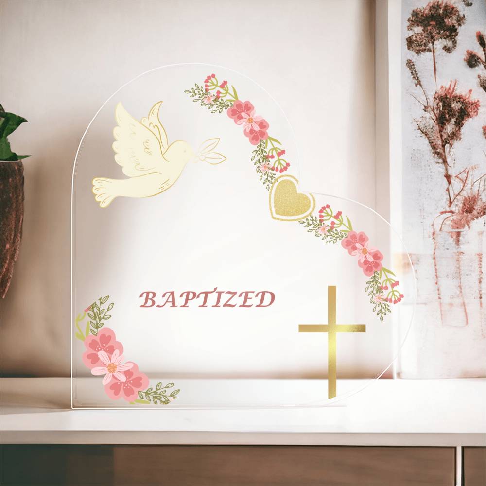 Baptism Memory |Child's Name & Date |Personalized Acrylic Heart Plaque