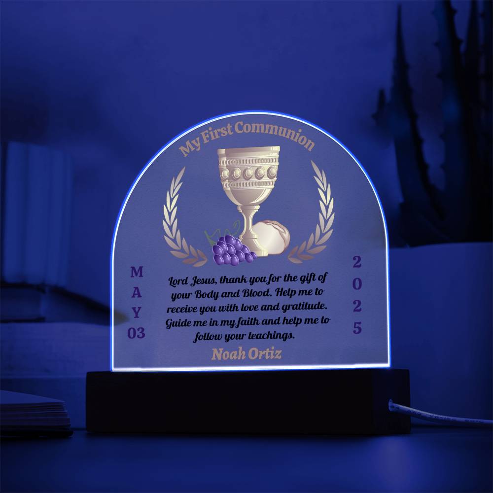 My First Communion | Prayer Lord Jesus | Personalized Acrylic Dome Plaque