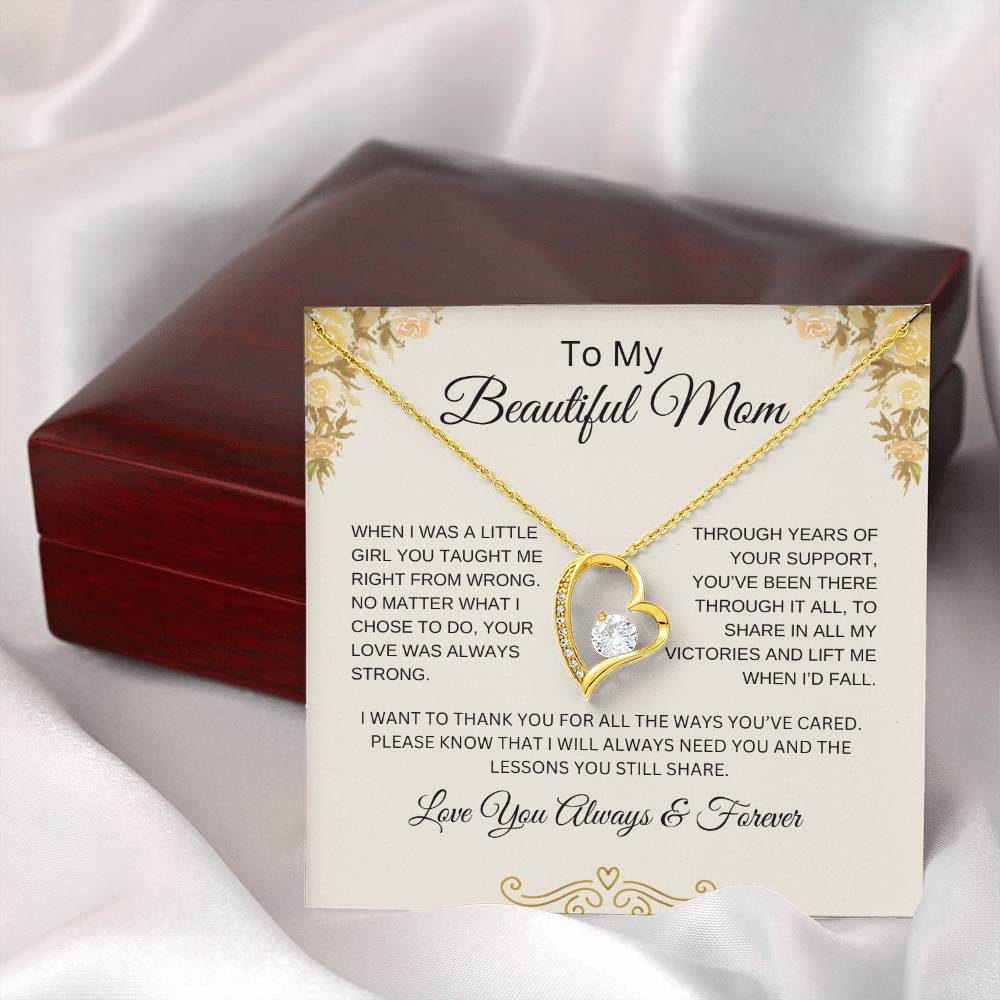 To My Beautiful Mom | You Taught Me | Forever Love Necklace