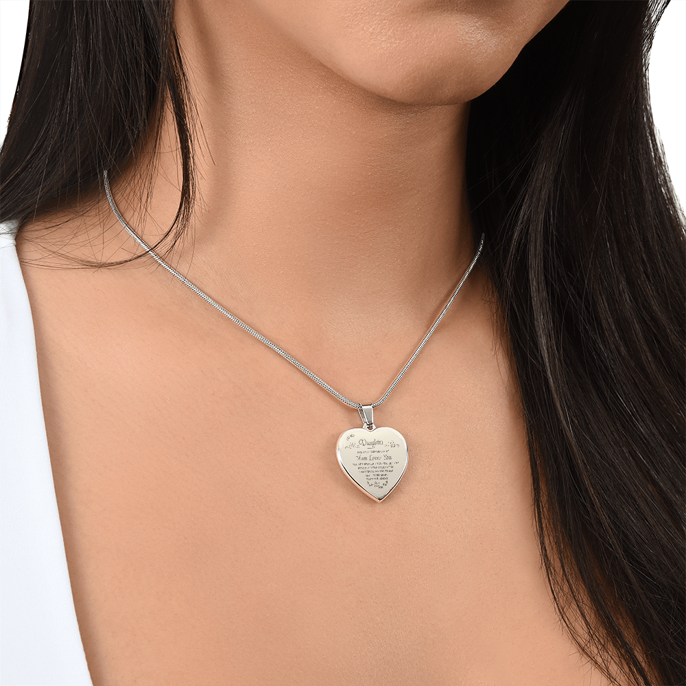 To My Daughter | Mom Loves You | Engraved Heart Necklace