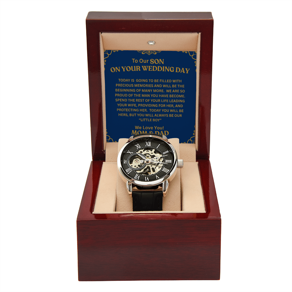 To Our Son | Your Wedding Day | Openwork Watch Plus Message Card