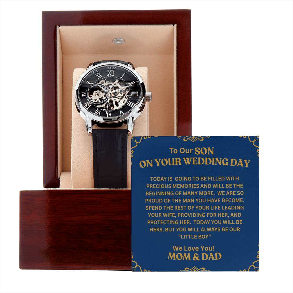 To Our Son | Your Wedding Day | Openwork Watch Plus Message Card