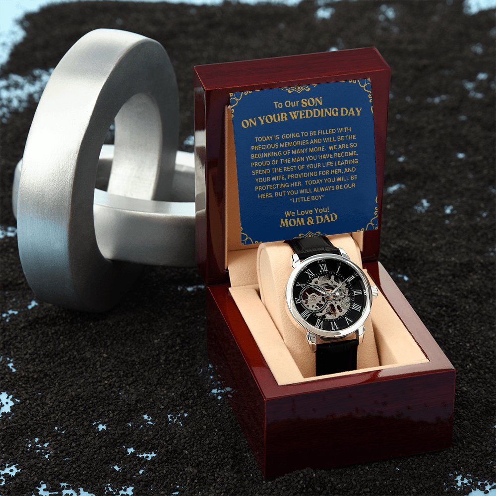 To Our Son | Your Wedding Day | Openwork Watch Plus Message Card