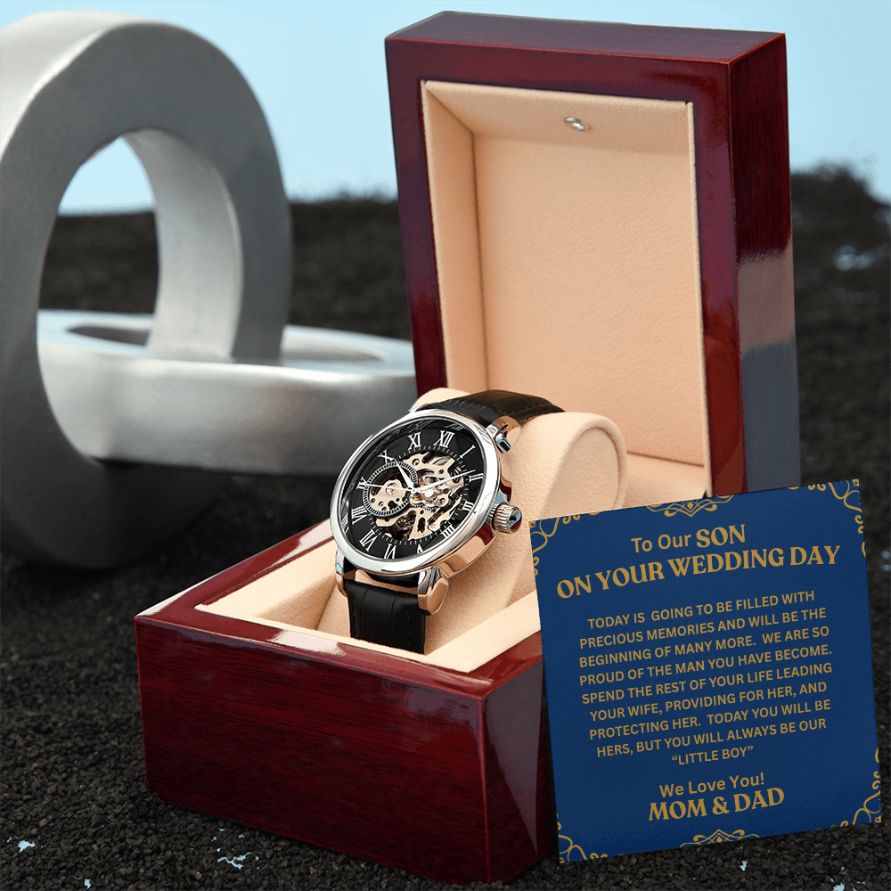 To Our Son | Your Wedding Day | Openwork Watch Plus Message Card