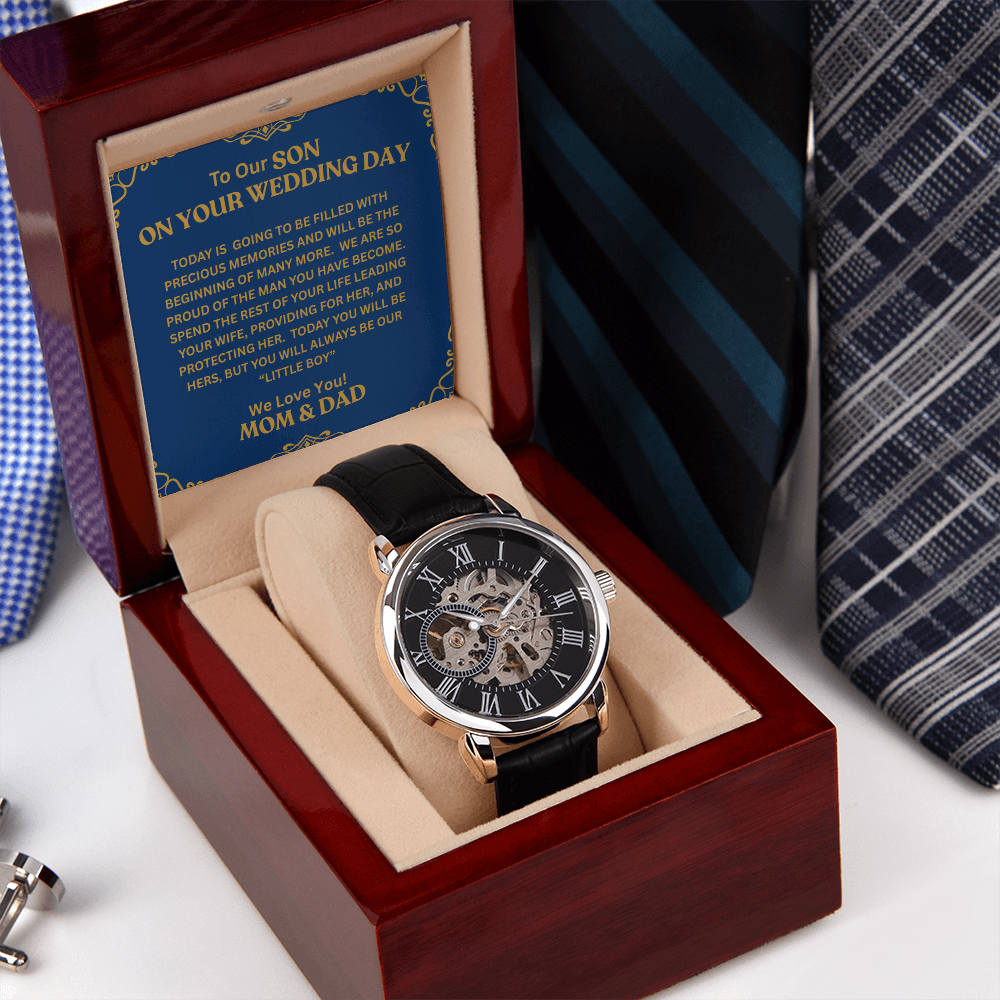 To Our Son | Your Wedding Day | Openwork Watch Plus Message Card