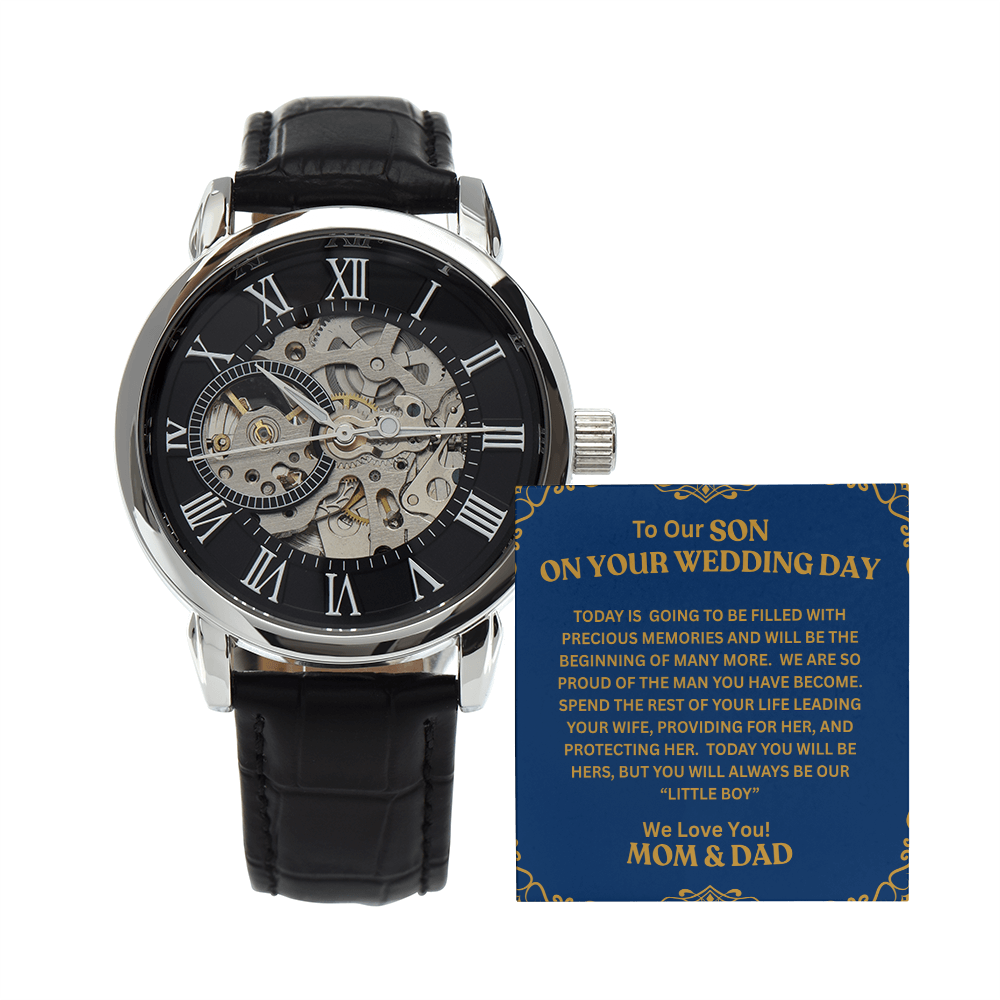 To Our Son | Your Wedding Day | Openwork Watch Plus Message Card