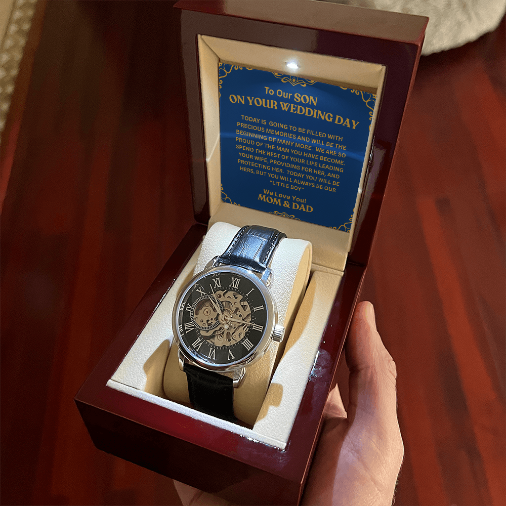 To Our Son | Your Wedding Day | Openwork Watch Plus Message Card