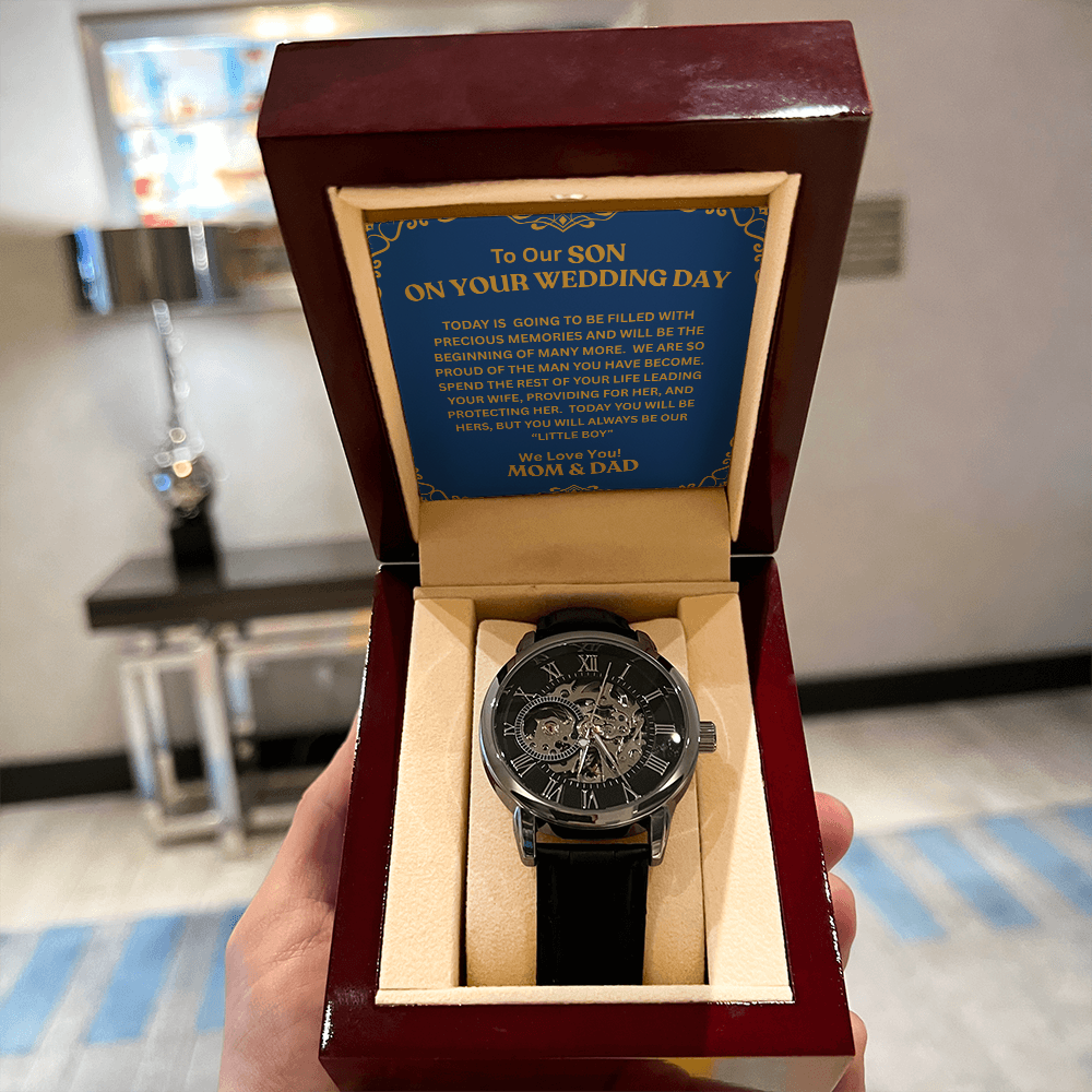 To Our Son | Your Wedding Day | Openwork Watch Plus Message Card