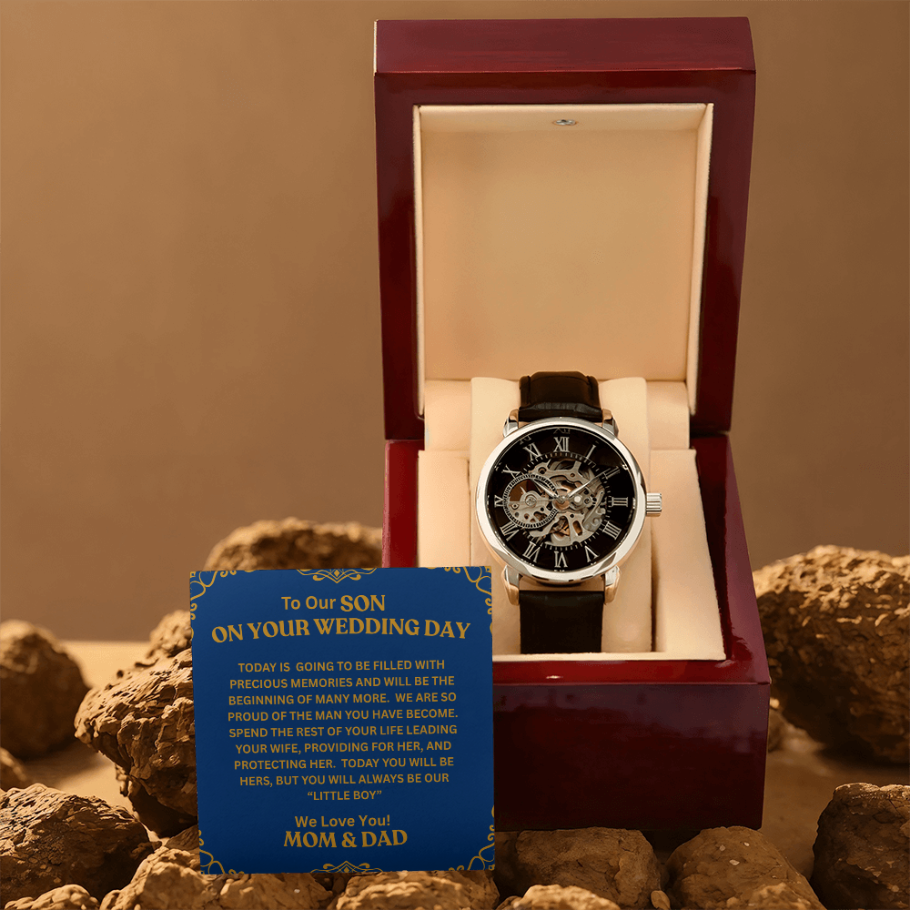 To Our Son | Your Wedding Day | Openwork Watch Plus Message Card