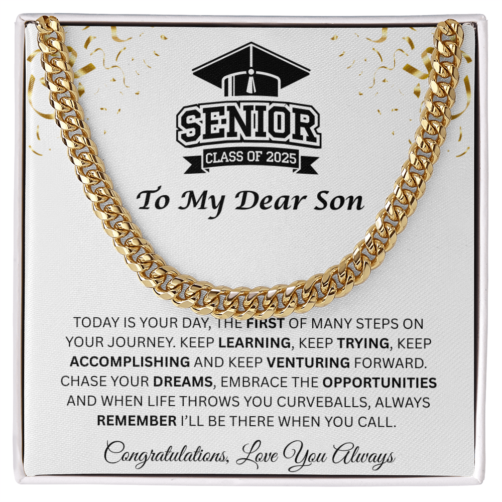 To My Dear Son | Grad Class of 2025 | Cuban Link Chain