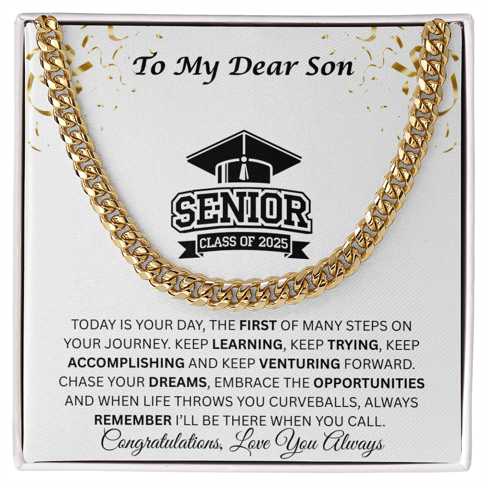 To My Dear Son | Grad Class of 2025 | Cuban Link Chain