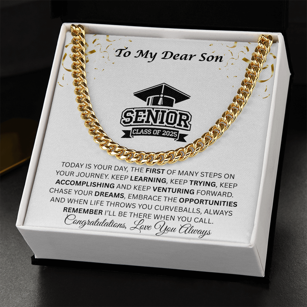 To My Dear Son | Grad Class of 2025 | Cuban Link Chain
