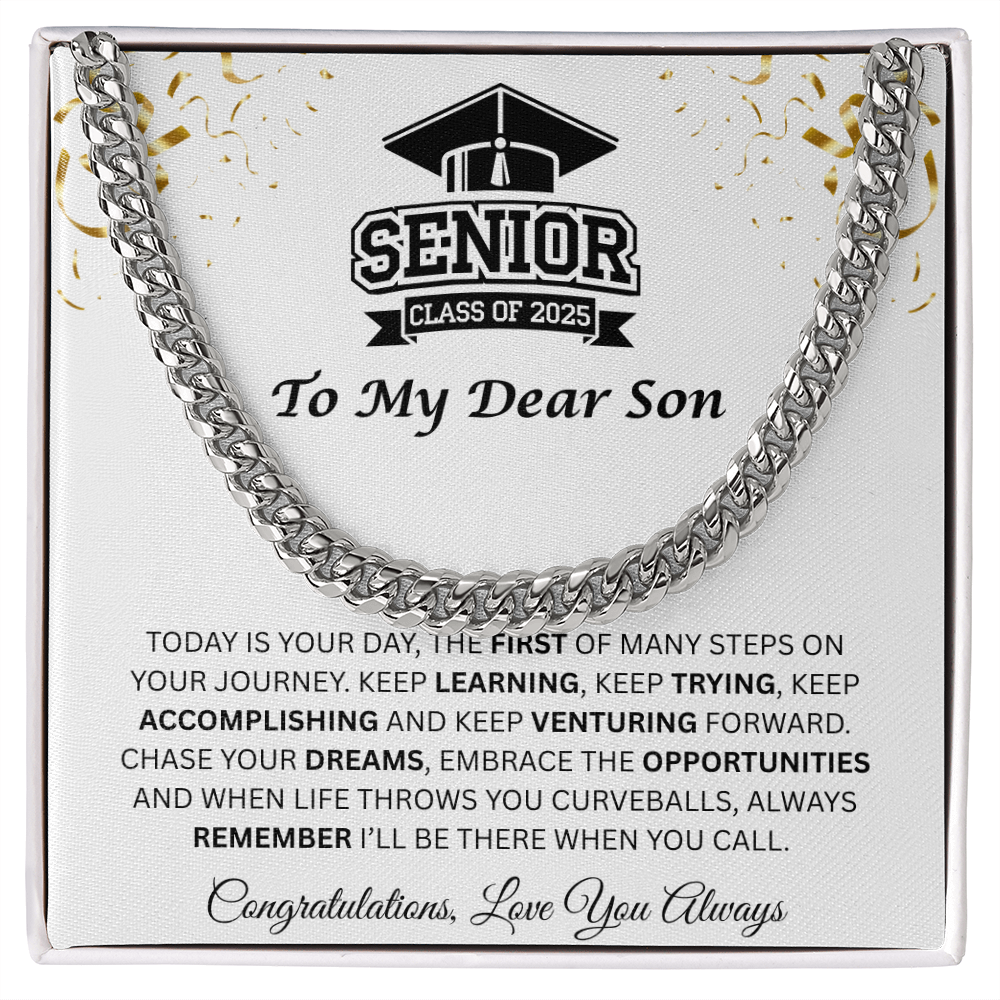 To My Dear Son | Grad Class of 2025 | Cuban Link Chain