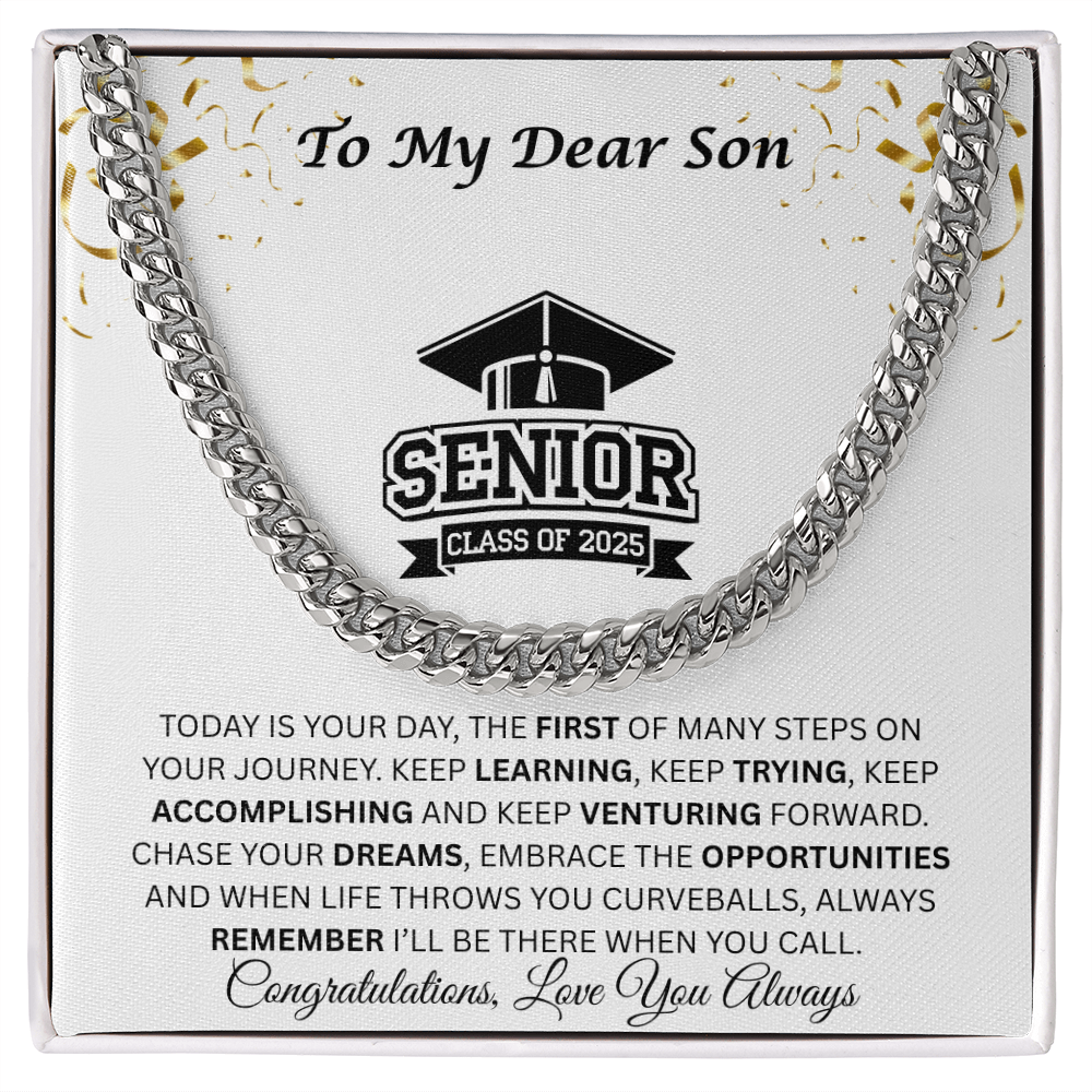 To My Dear Son | Grad Class of 2025 | Cuban Link Chain