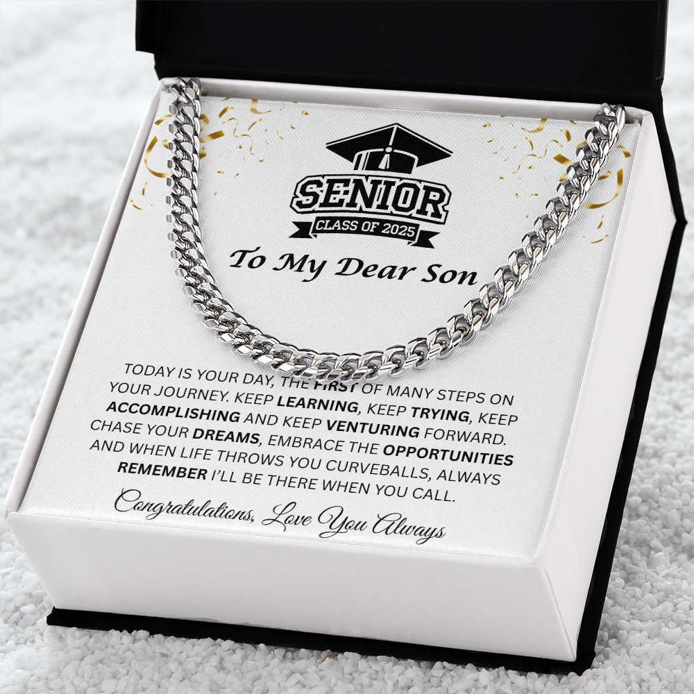 To My Dear Son | Grad Class of 2025 | Cuban Link Chain