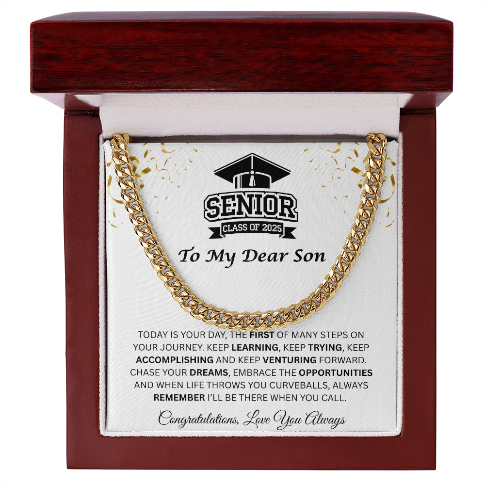 To My Dear Son | Grad Class of 2025 | Cuban Link Chain