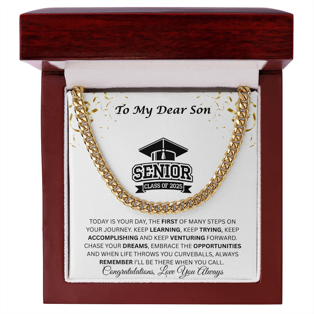 To My Dear Son | Grad Class of 2025 | Cuban Link Chain