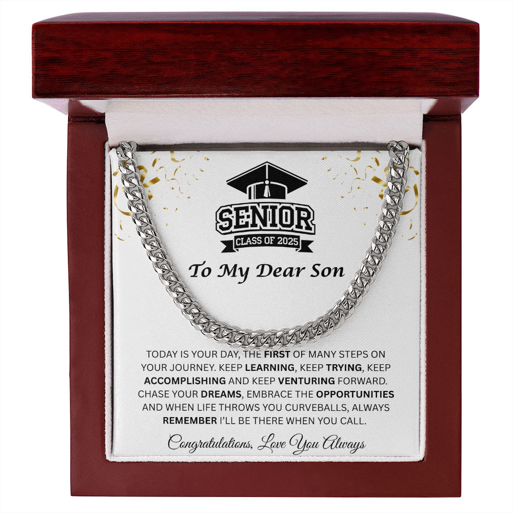 To My Dear Son | Grad Class of 2025 | Cuban Link Chain