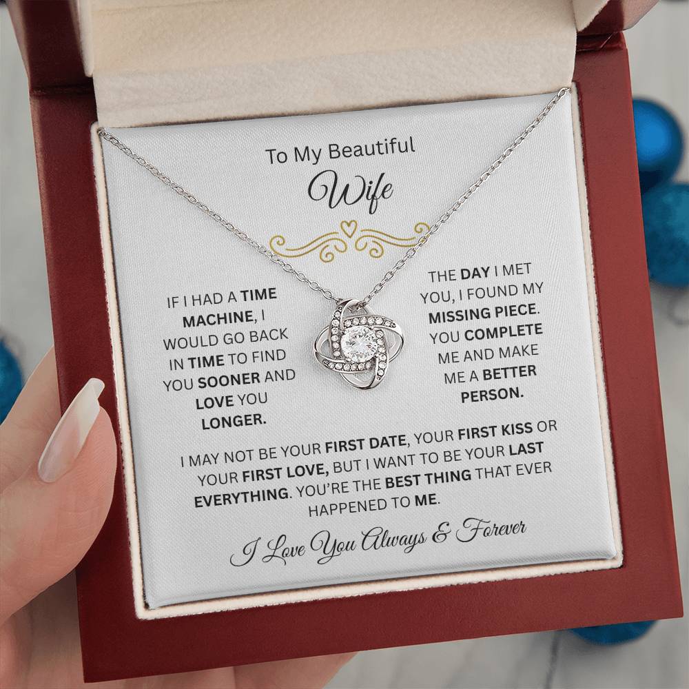 To My Beautiful Wife | Love You Longer | Love Knot Necklace