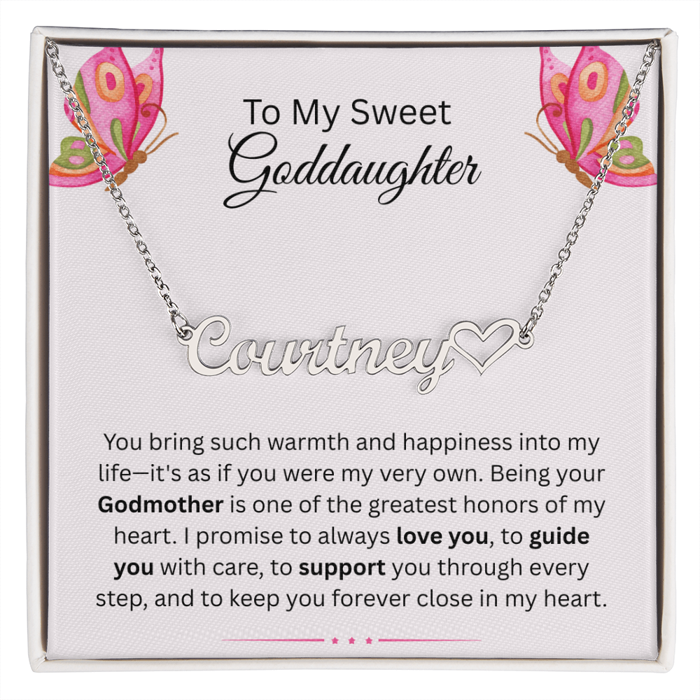 To My Sweet Goddaughter | My Very Own | Heart Name Necklace