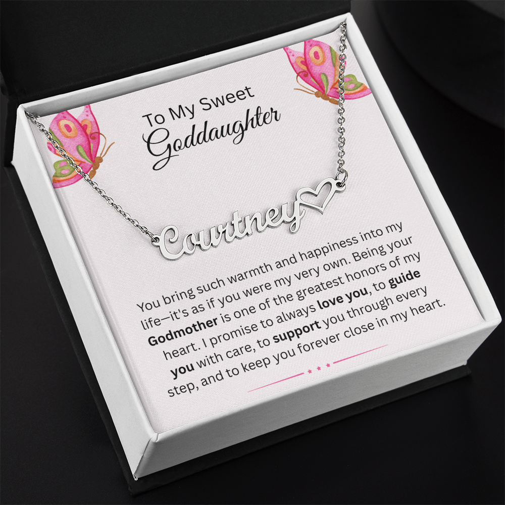 To My Sweet Goddaughter | My Very Own | Heart Name Necklace
